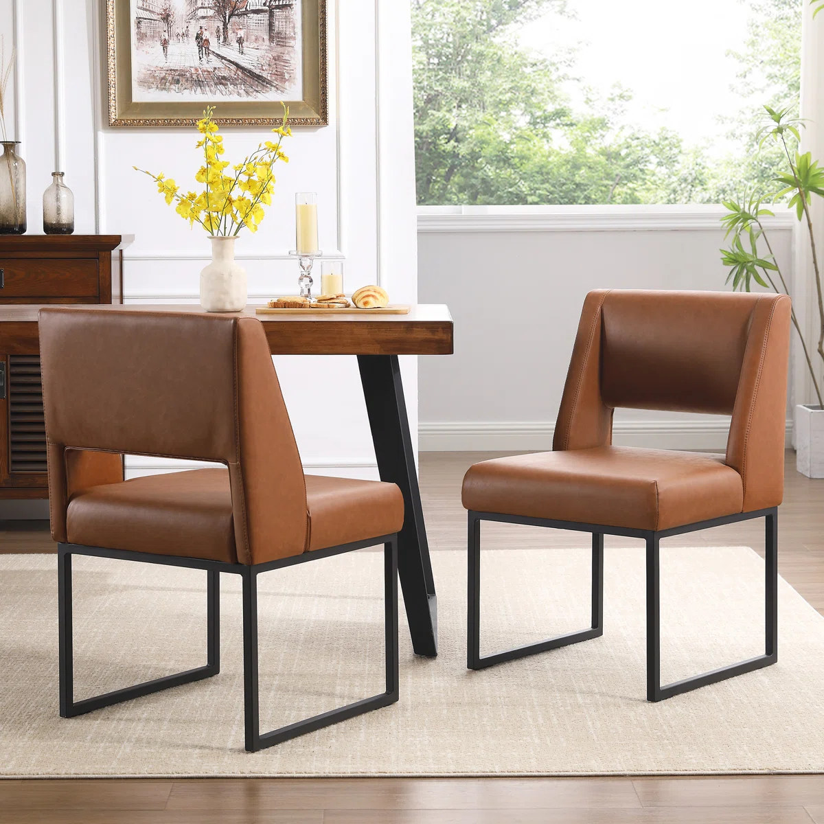 Faux Leather Upholstered Parsons Chair with Metal Frame7 Faux Leather Upholstered Parsons Chair with Metal Frame7