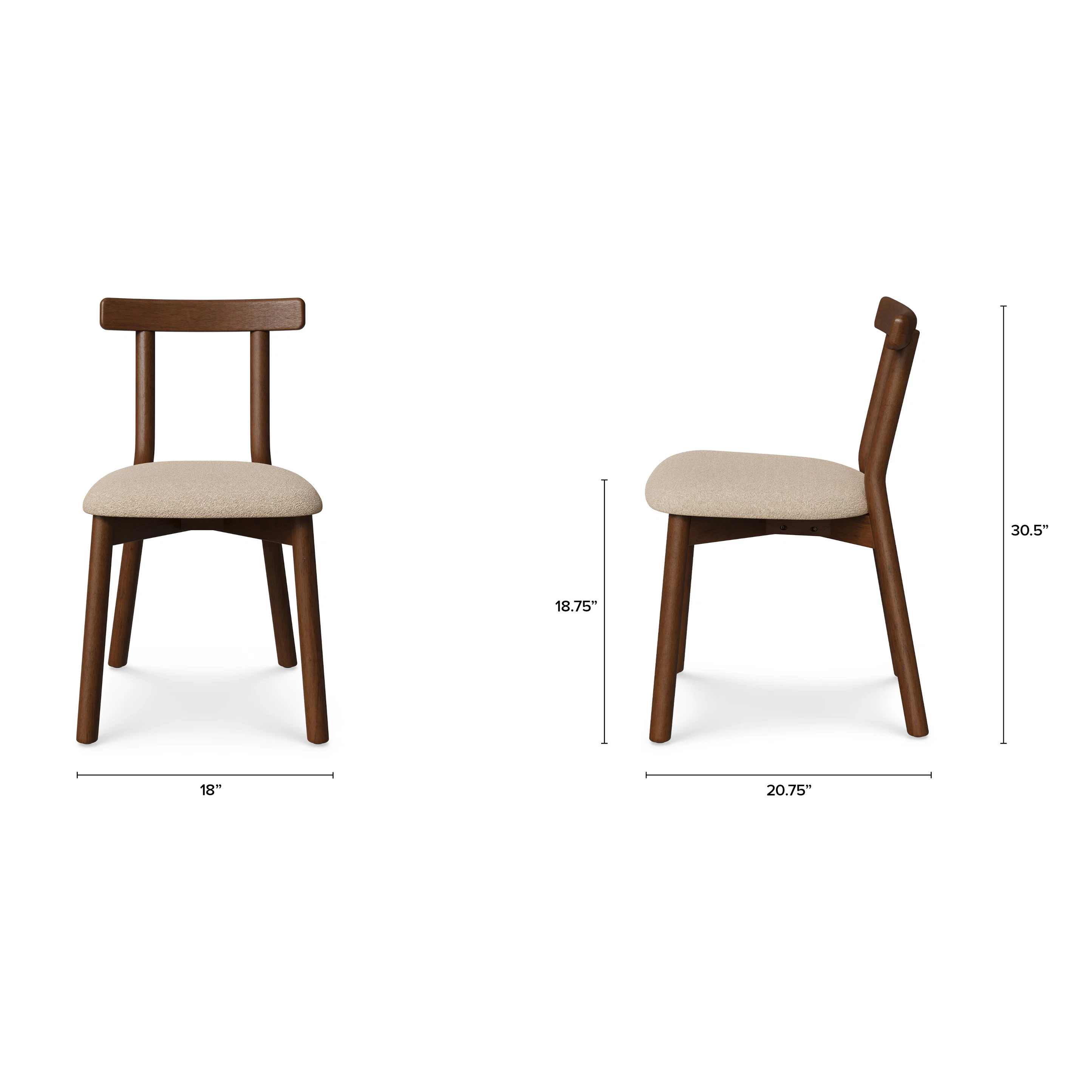 Dining Chair - Walnut And Ratine Buff Dining Chair - Walnut And Ratine Buff
