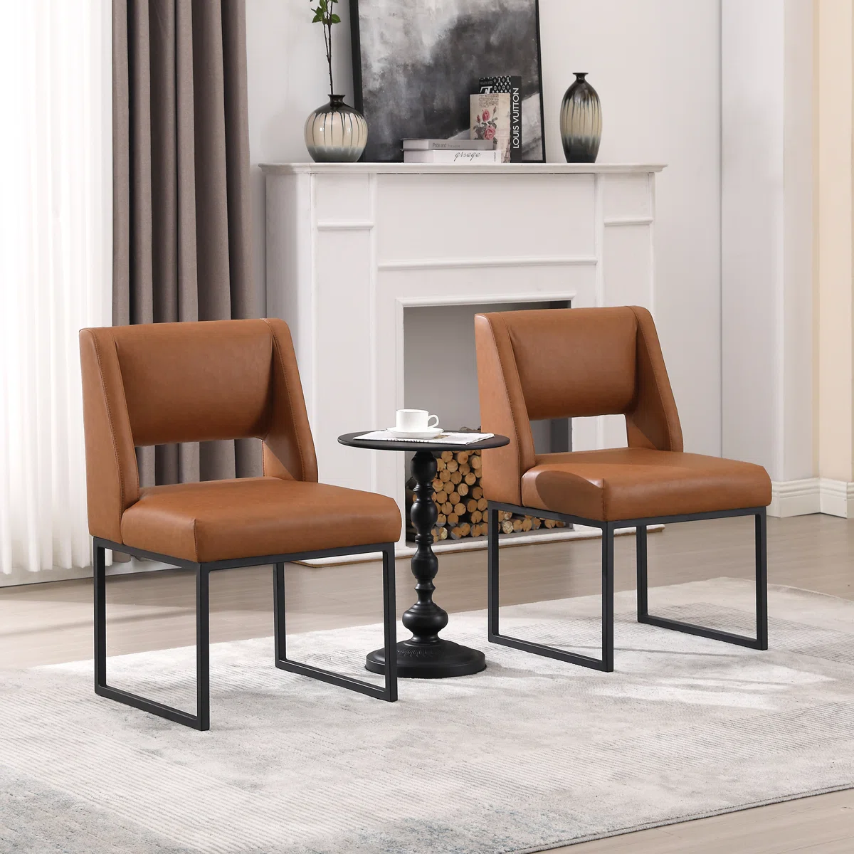 Faux Leather Upholstered Parsons Chair with Metal Frame8 Faux Leather Upholstered Parsons Chair with Metal Frame8