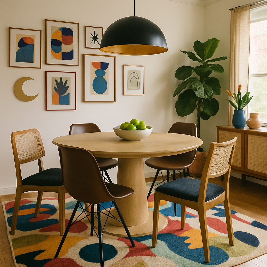 Dining room with eclectic modern decor