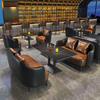 Modern Industrial Style Cafe Restaurant Bench Faux Leather Sofa