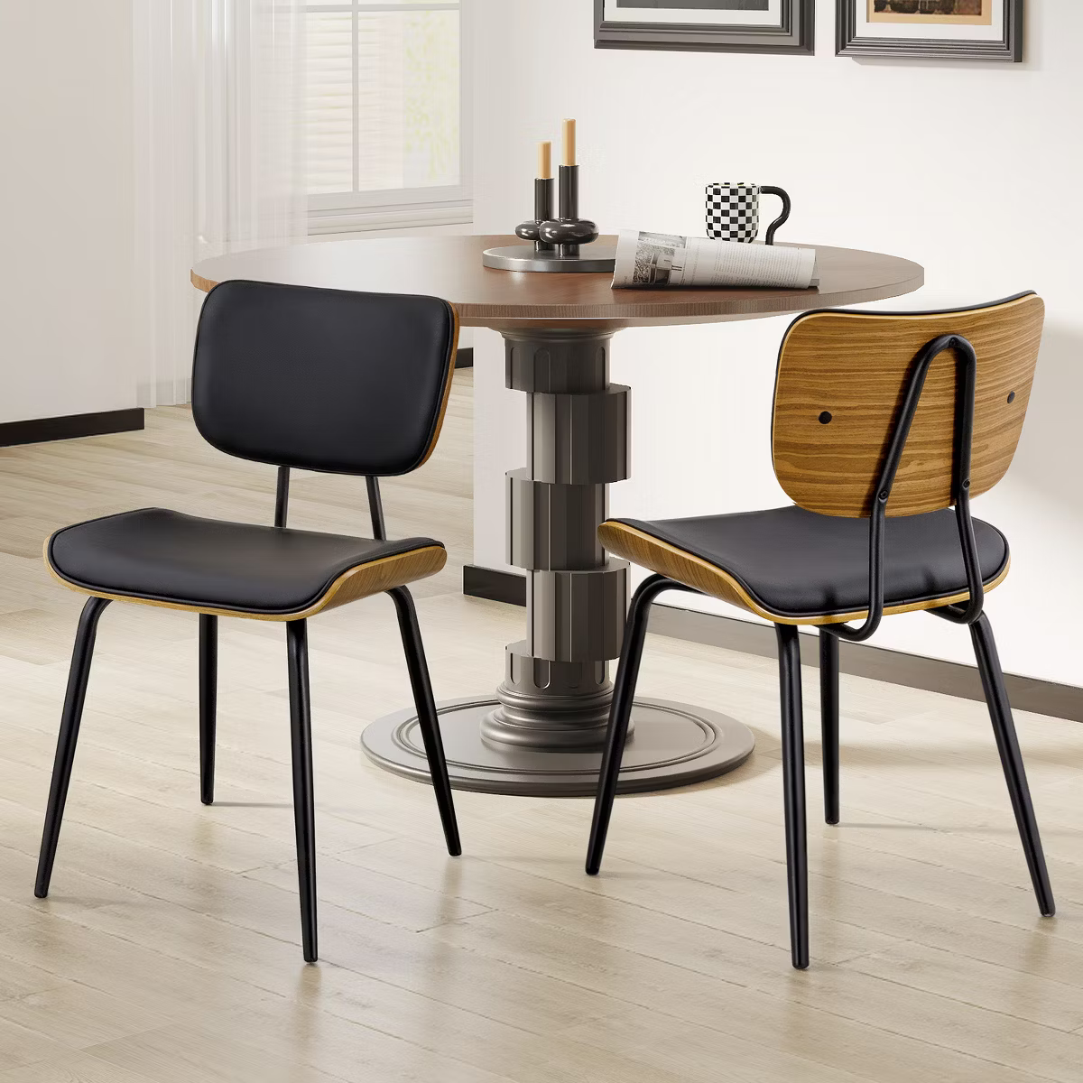 Upholstered Armless Side Chair with Metal Legs