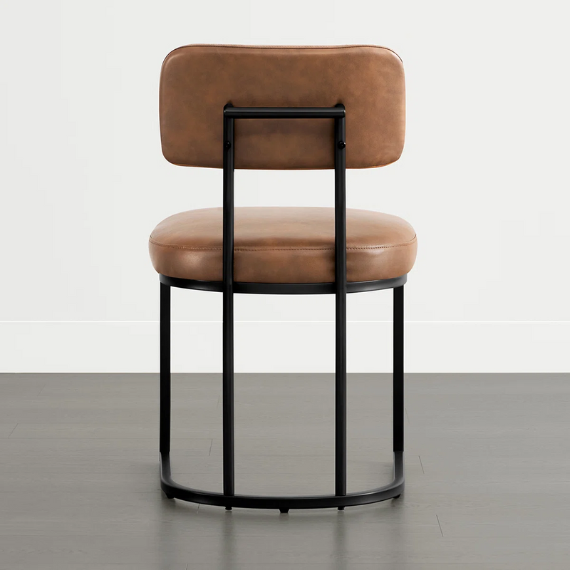 Modern Upholstered Metal Frame Dining Chair with Backrest Handle