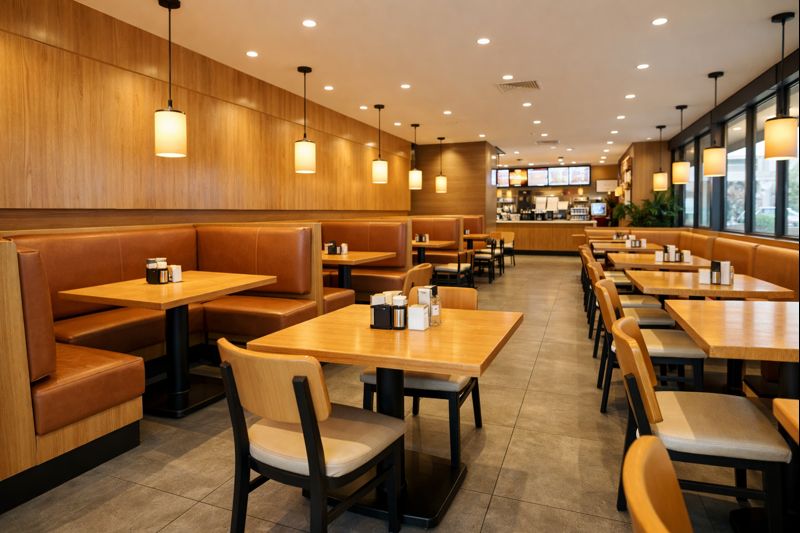 Long Curved Restaurant Booths for Group Seating