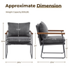 Modern Upholstered Armchair with Wood Armrests and Metal Frame