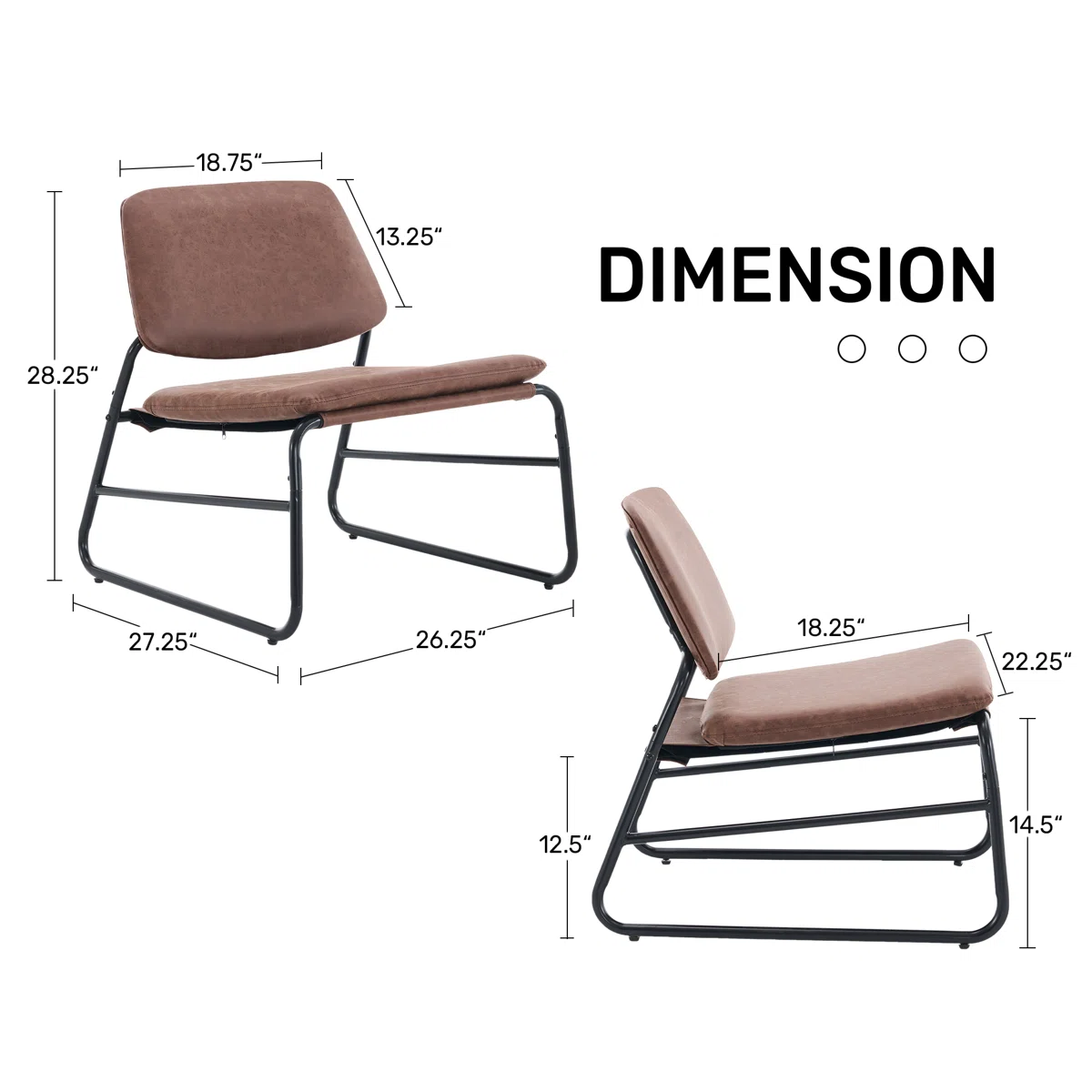 Modern Accent Lounge Chair with Faux Leather Upholstery