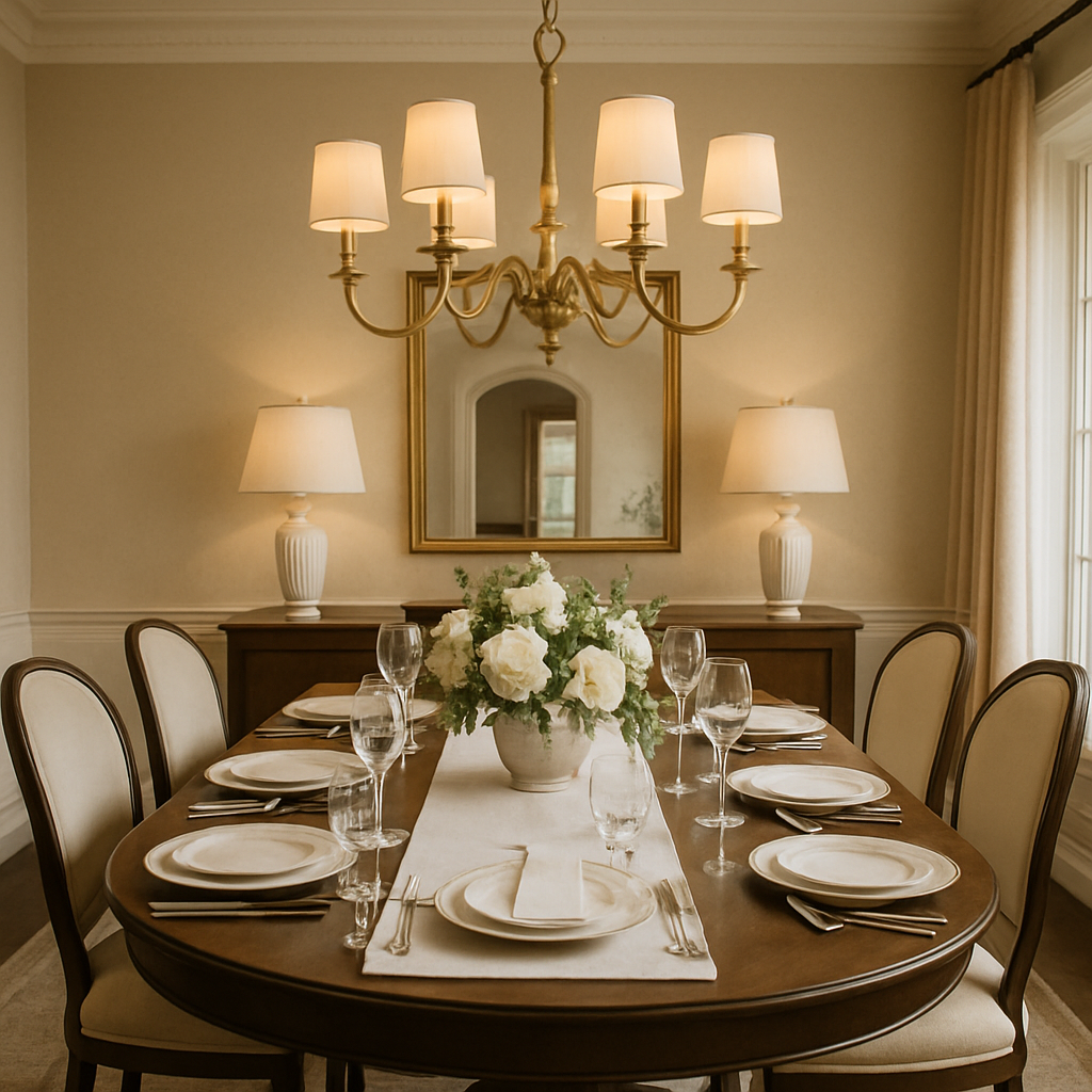 Wooden dining table set with chairs