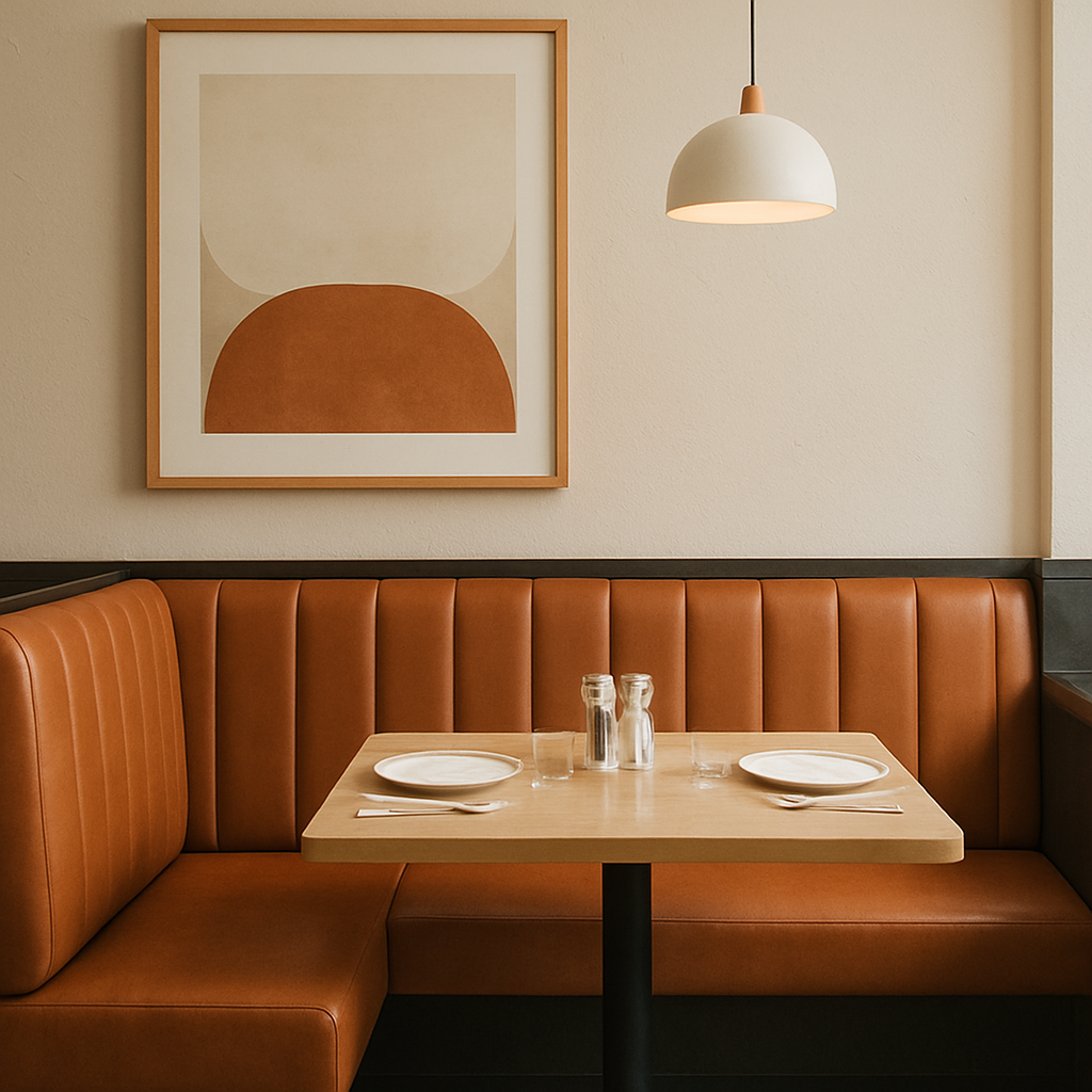 Cozy restaurant booth setup