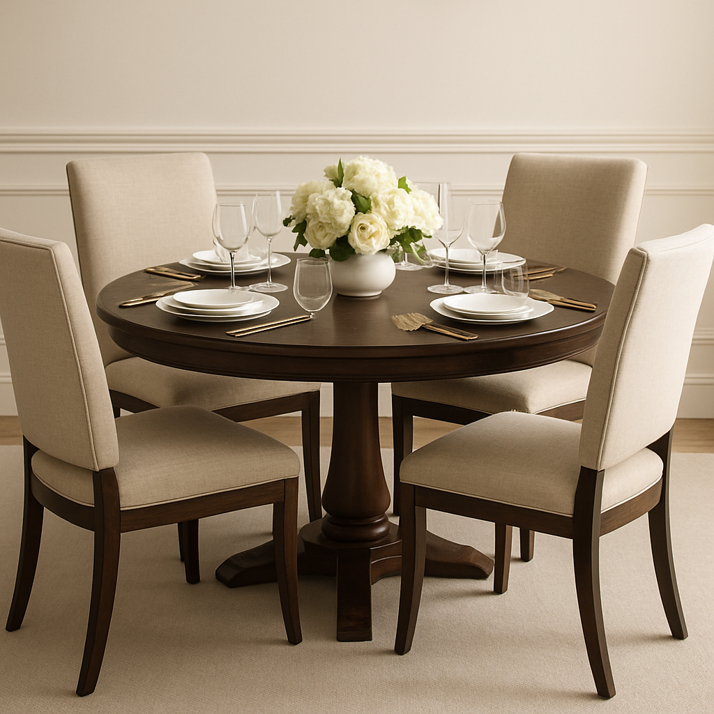 Elegant table setting with four chairs