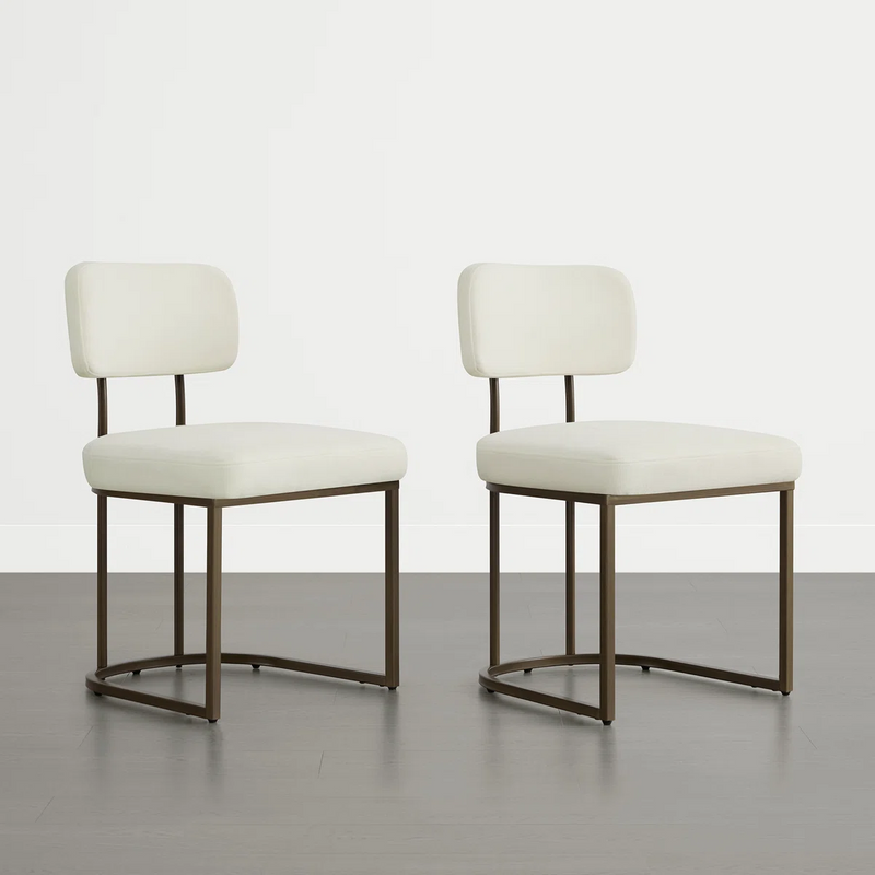 Modern Upholstered Metal Frame Dining Chair with Backrest Handle