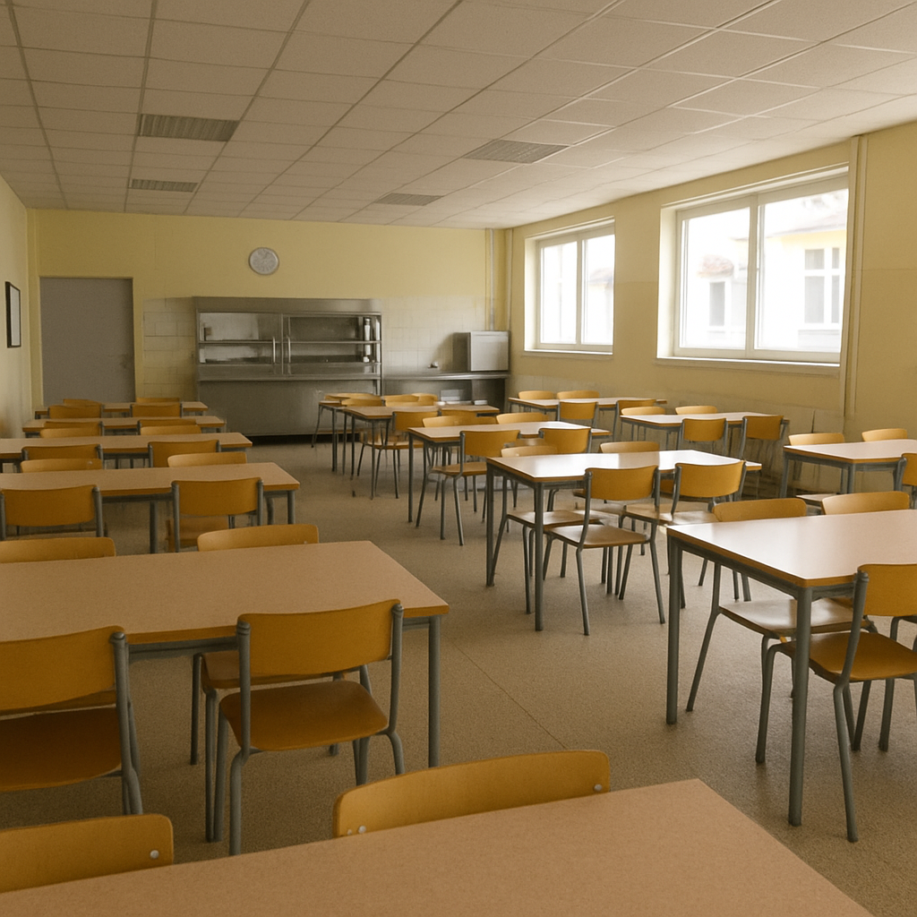 School canteen with laminate tables