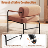 Modern Upholstered Accent Chair with Cylindrical Backrest & Metal Armrests