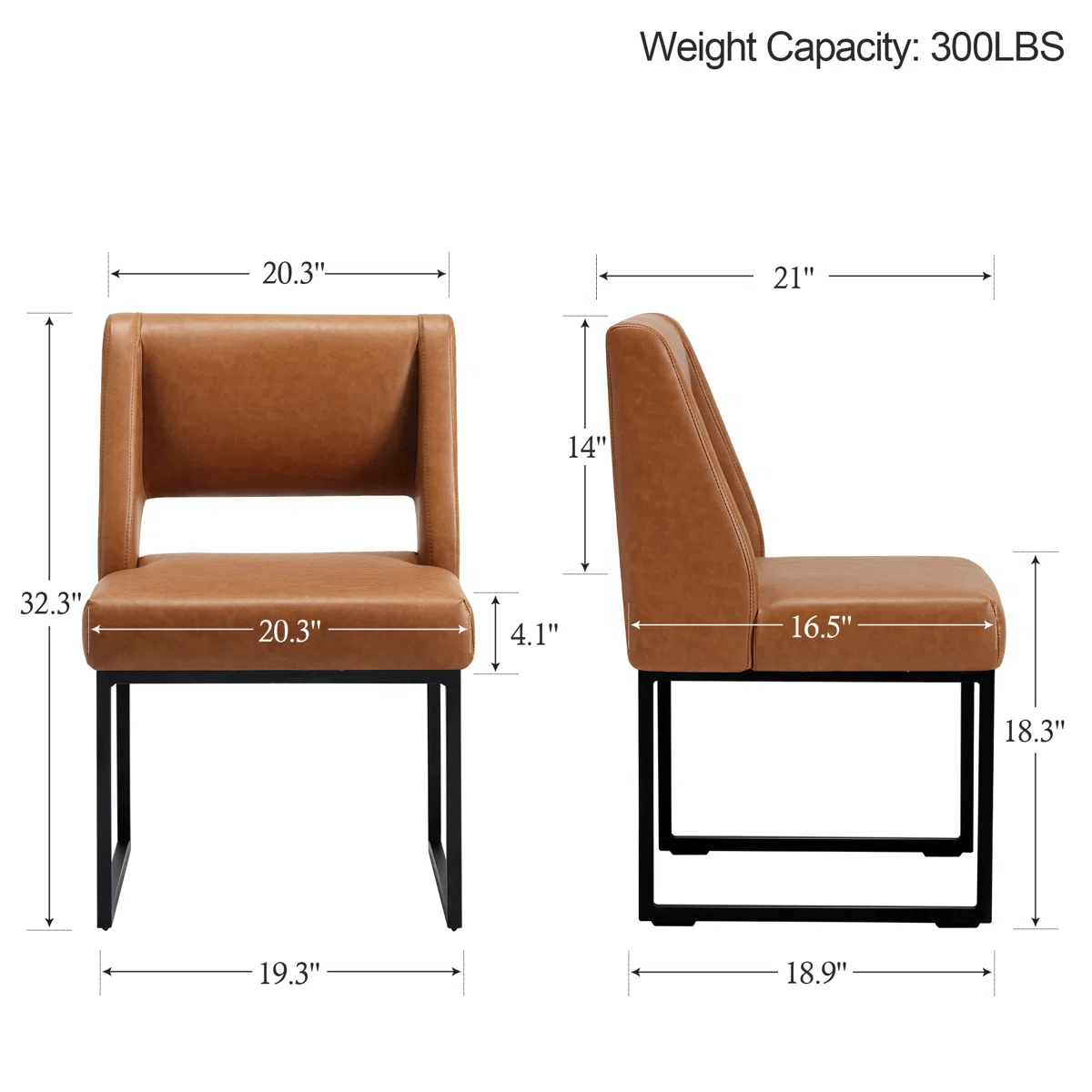 Faux Leather Upholstered Parsons Chair with Metal Frame