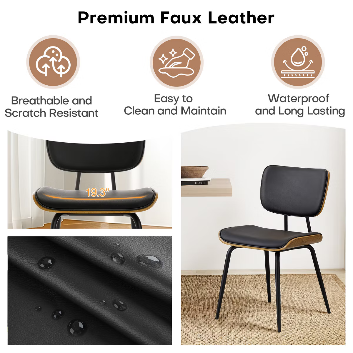 Upholstered Armless Side Chair with Metal Legs