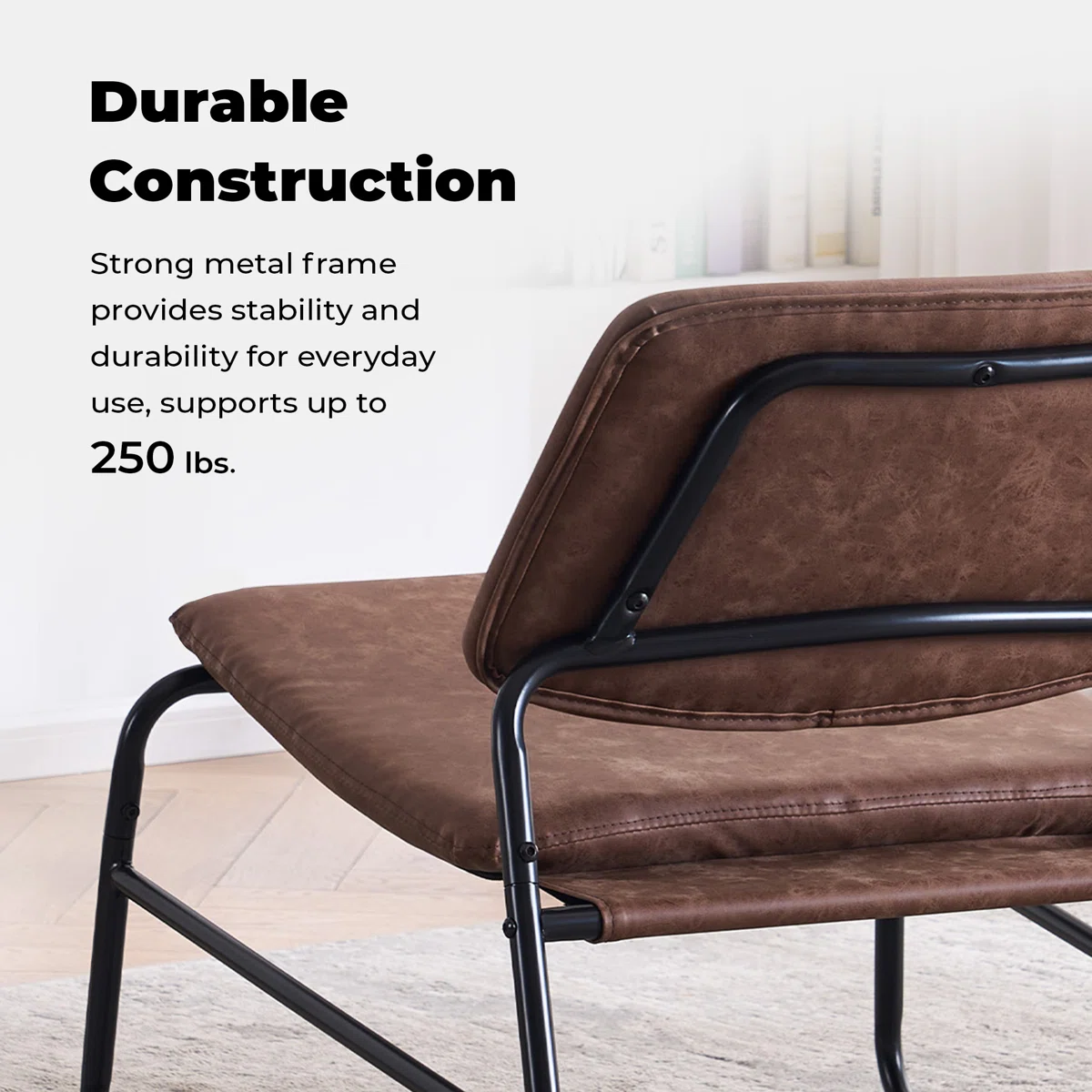 Modern Accent Lounge Chair with Faux Leather Upholstery