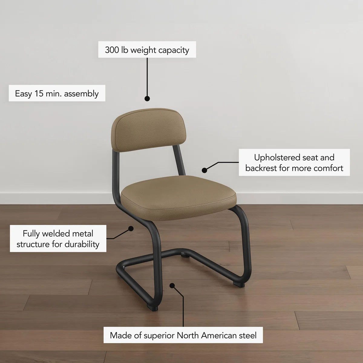 Upholstered Dining Chair With Metal Base