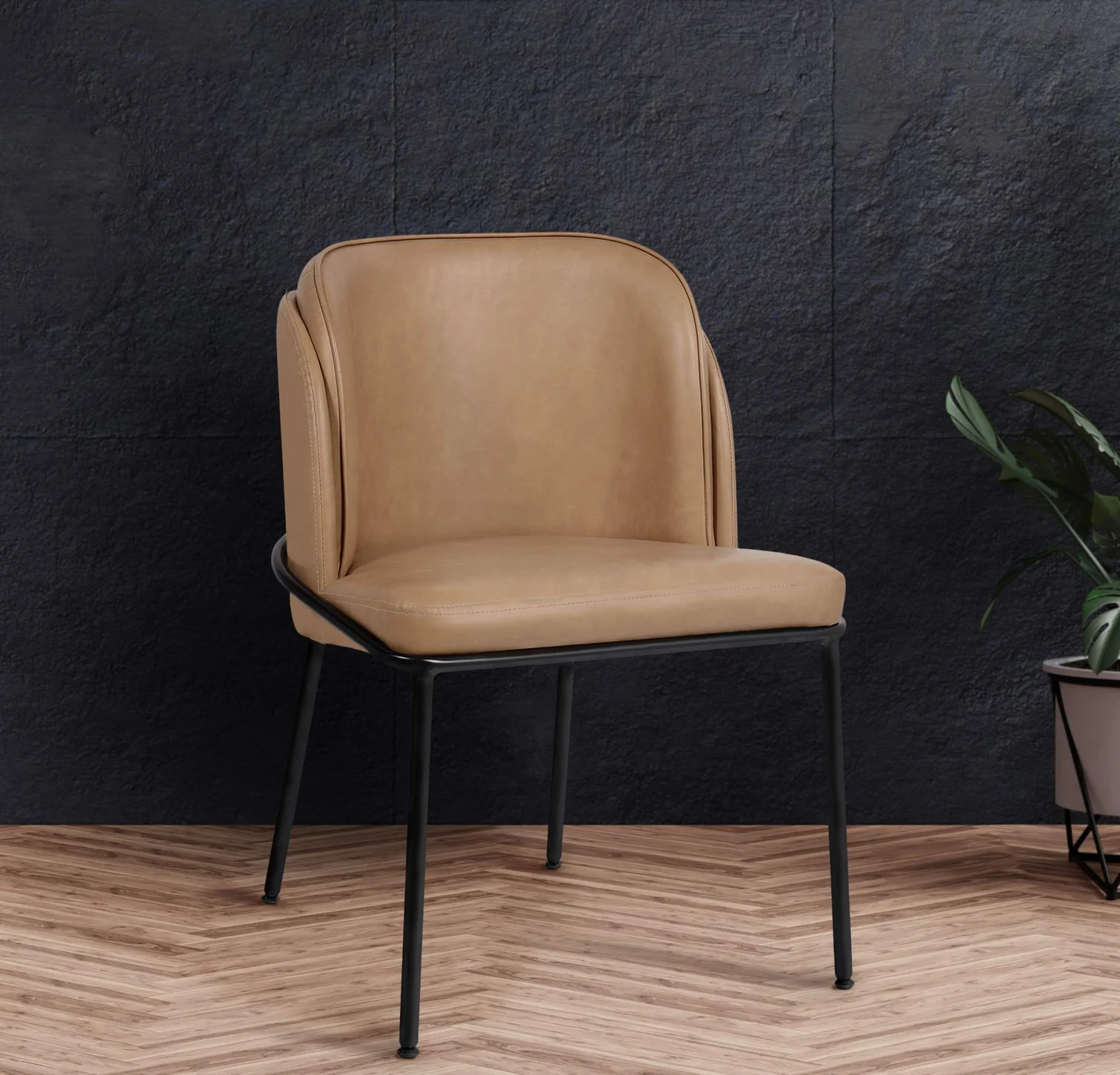 Brown Faux Leather Upholstered Dining Chair5