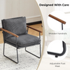Modern Upholstered Armchair with Wood Armrests and Metal Frame