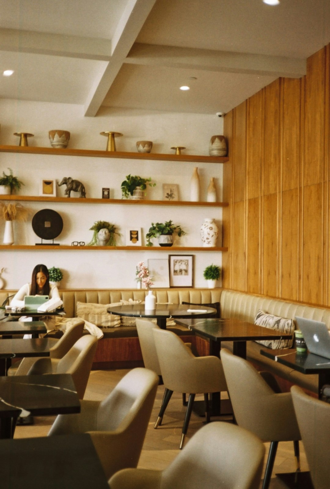 Modern restaurant interior with custom furniture