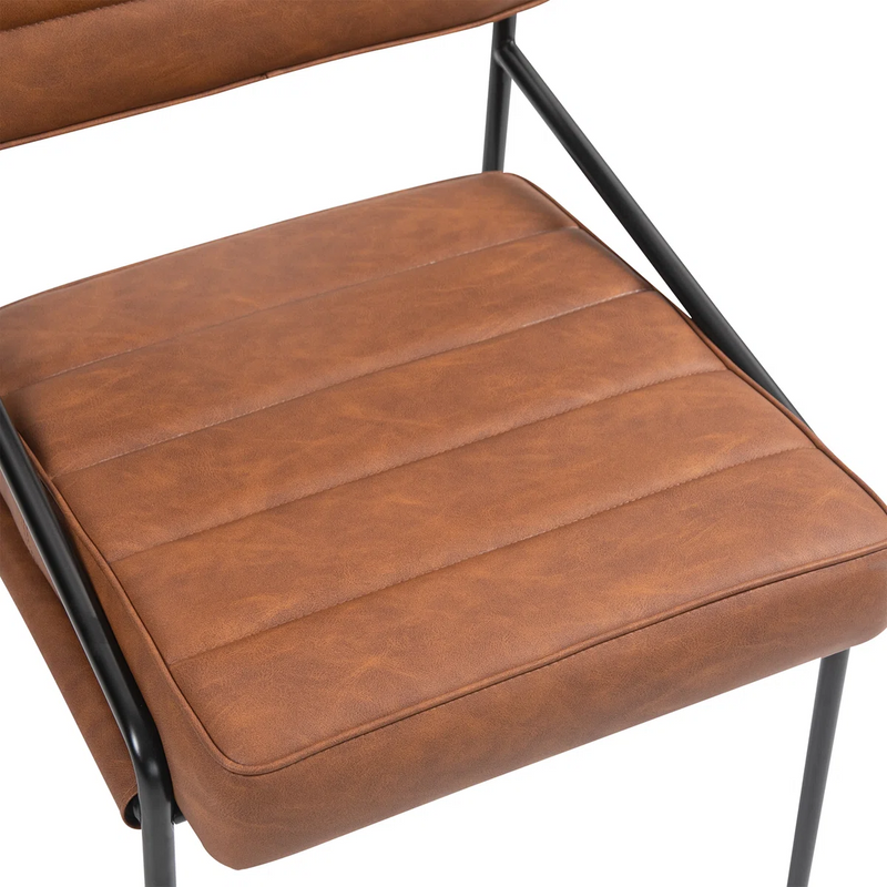 Faux leather Upholstered Metal Armchair