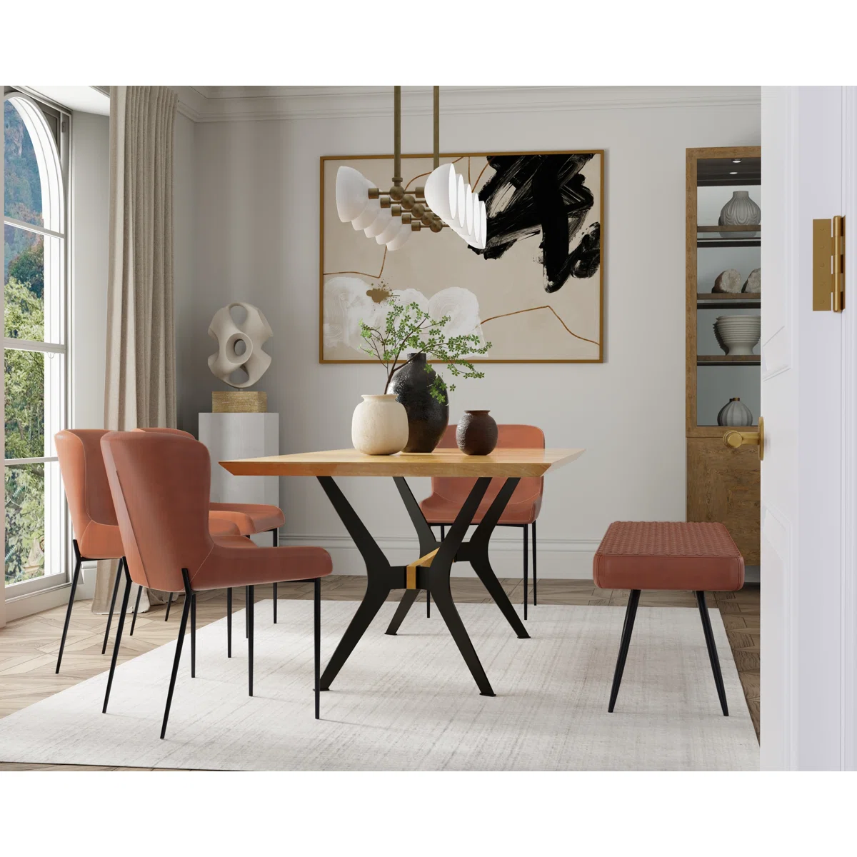 Faux Leather Upholstered Metal Side Chair