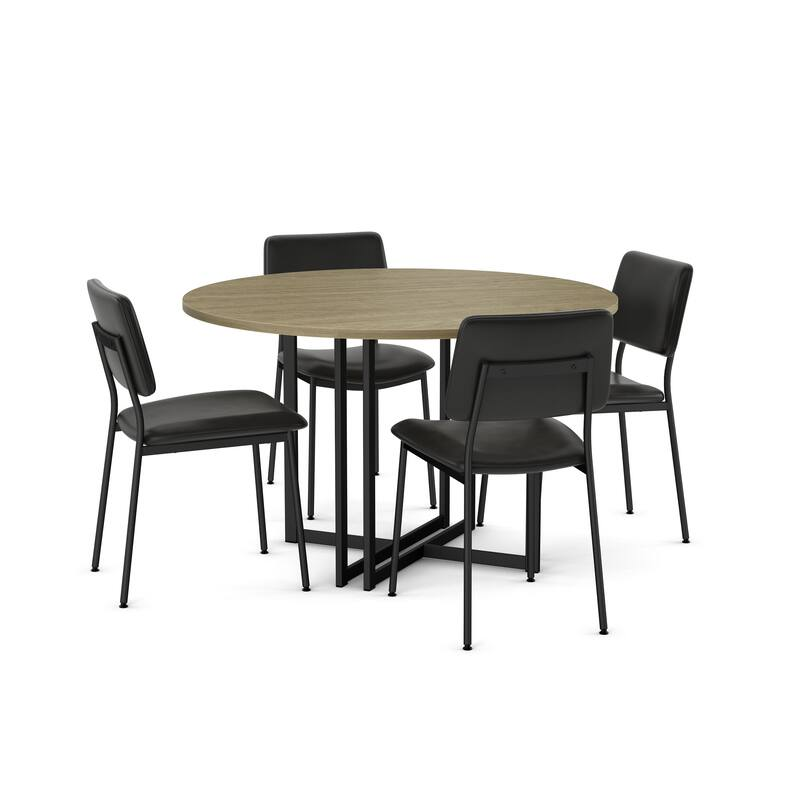 Upholstered Dining Chair with Open Back and Metal Legs