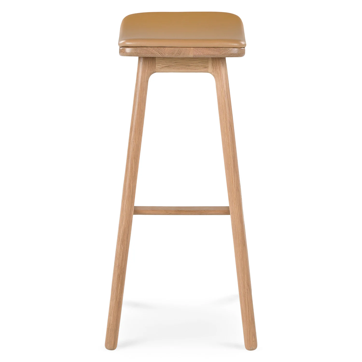 Leather Counter Stool - Light Oak And Roam Tan