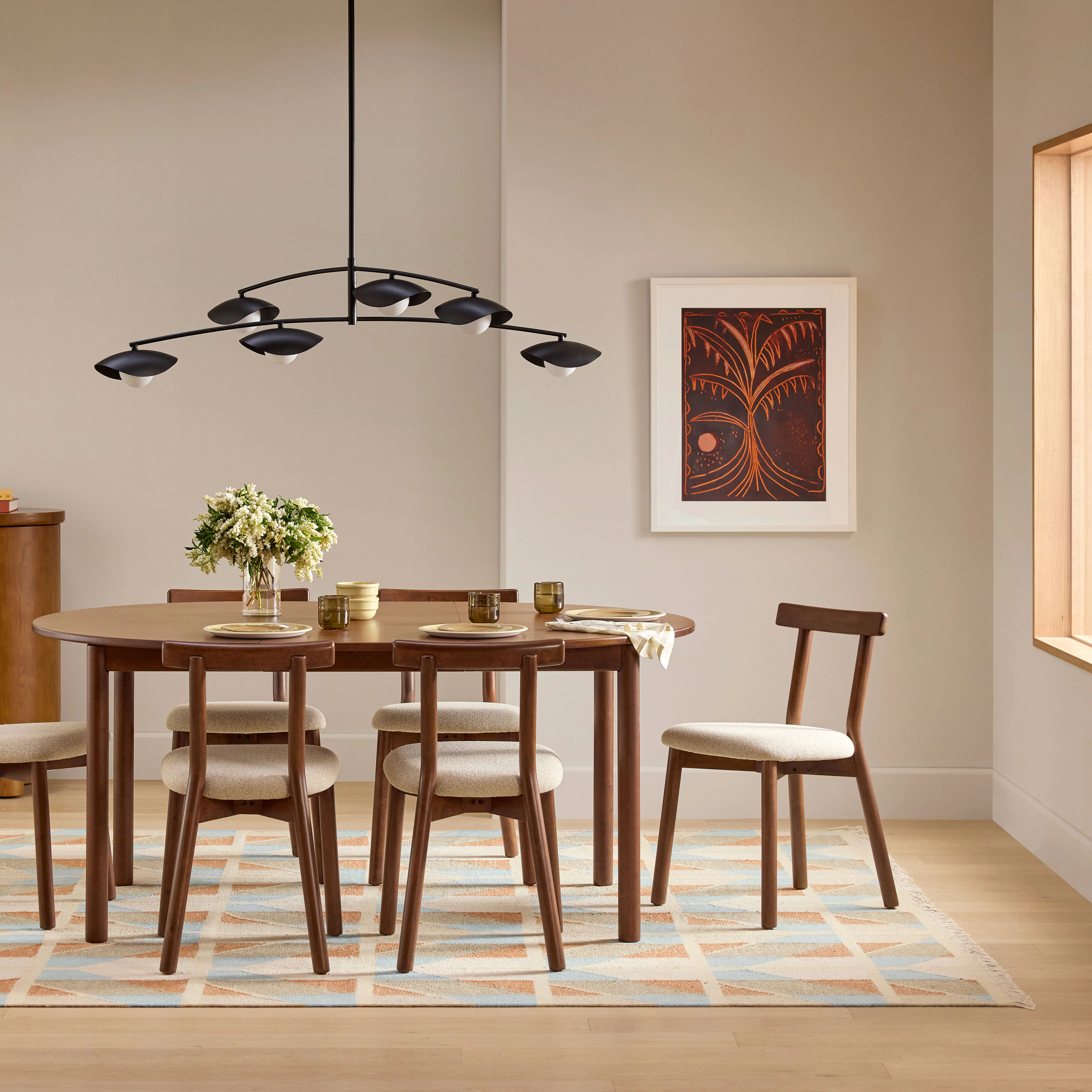 Dining Chair - Walnut And Ratine Buff