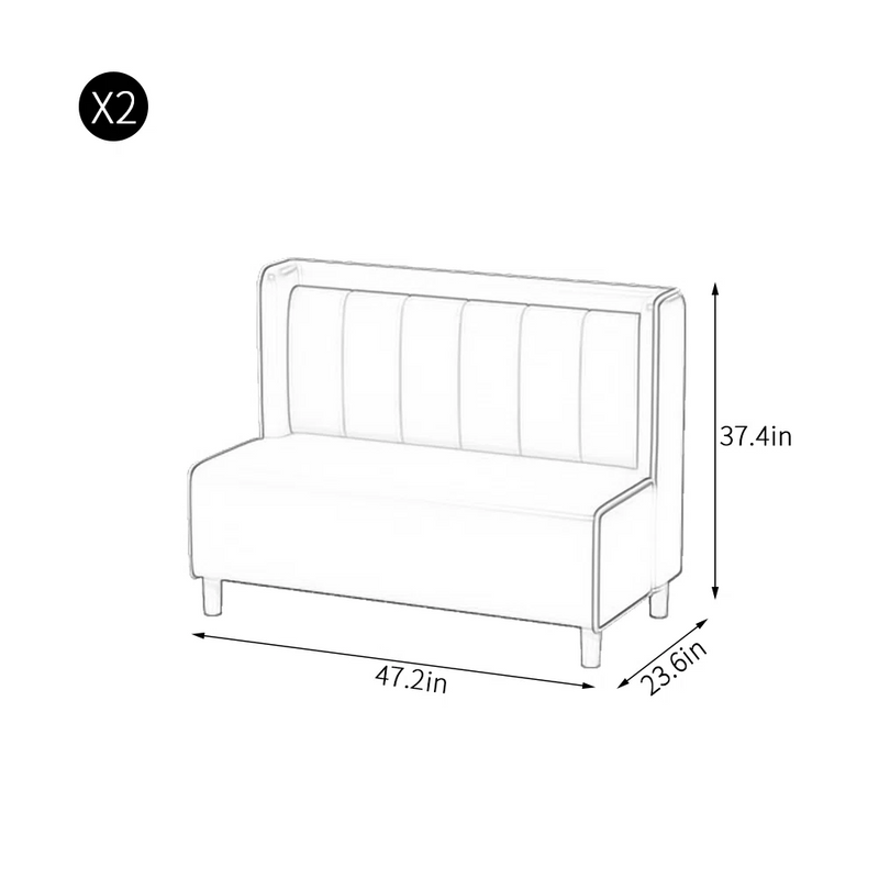 Minimalist Cafe Restaurant Bench Faux Leather Loveseat