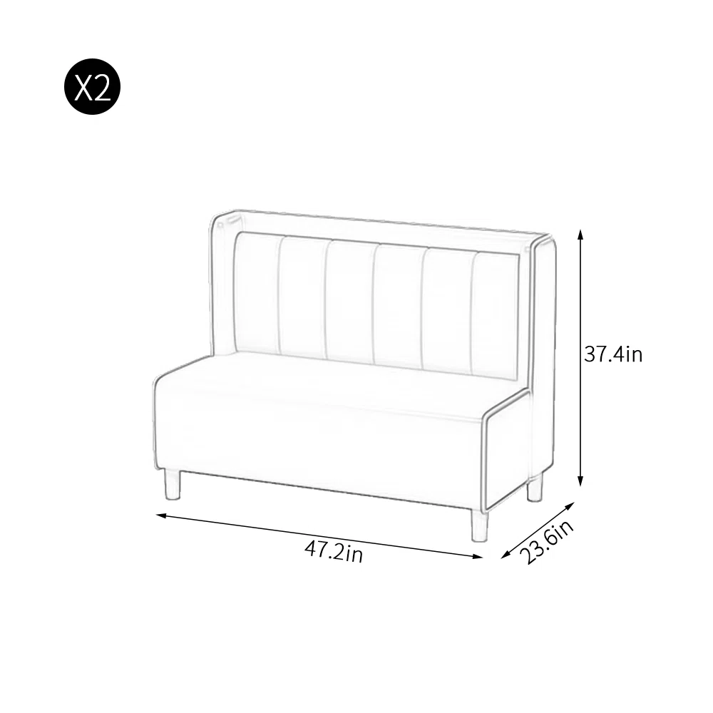 Minimalist Cafe Restaurant Bench Faux Leather Loveseat
