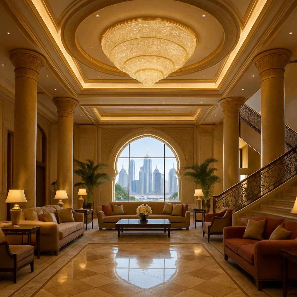 Luxurious hotel lobby in Dubai