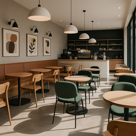 Modern cafe interior with stylish furniture.png