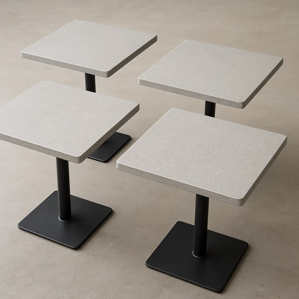 Heat-resistant tables in a caf&eacute; setting