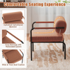 Modern Upholstered Accent Chair with Cylindrical Backrest & Metal Armrests