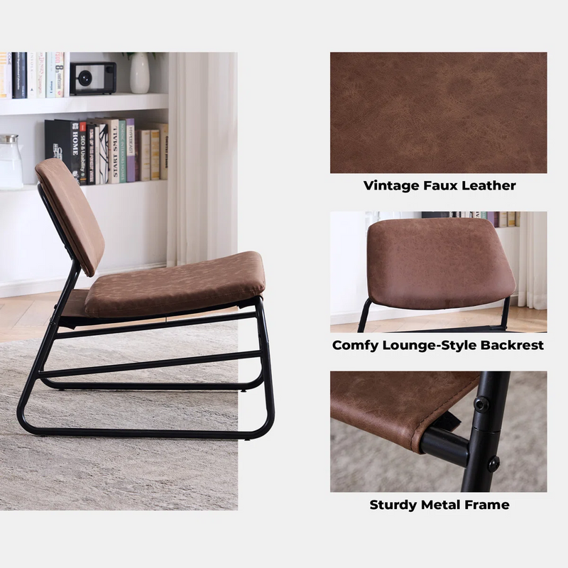 Modern Accent Lounge Chair with Faux Leather Upholstery
