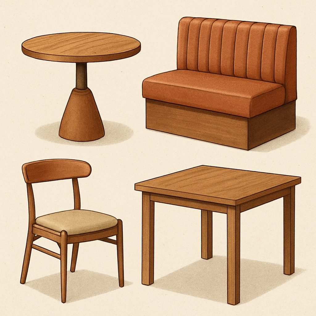 Custom-designed restaurant furniture pieces