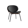 Modern minimalist upholstered reception chair with metal legs and faux leather