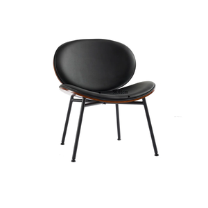 Modern minimalist upholstered reception chair with metal legs and faux leather