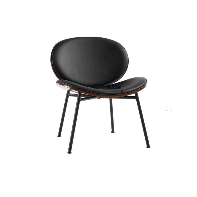 Modern minimalist upholstered reception chair with metal legs and faux leather