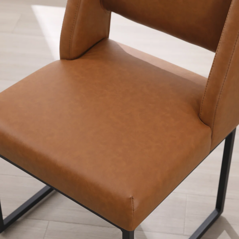 Faux Leather Upholstered Parsons Chair with Metal Frame