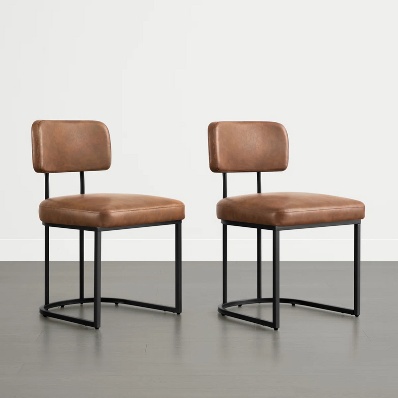 Modern Upholstered Metal Frame Dining Chair with Backrest Handle