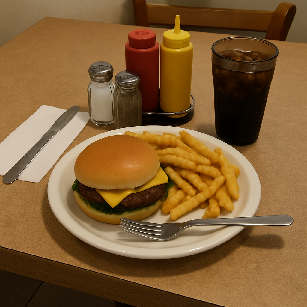 Casual dining setup with laminate table