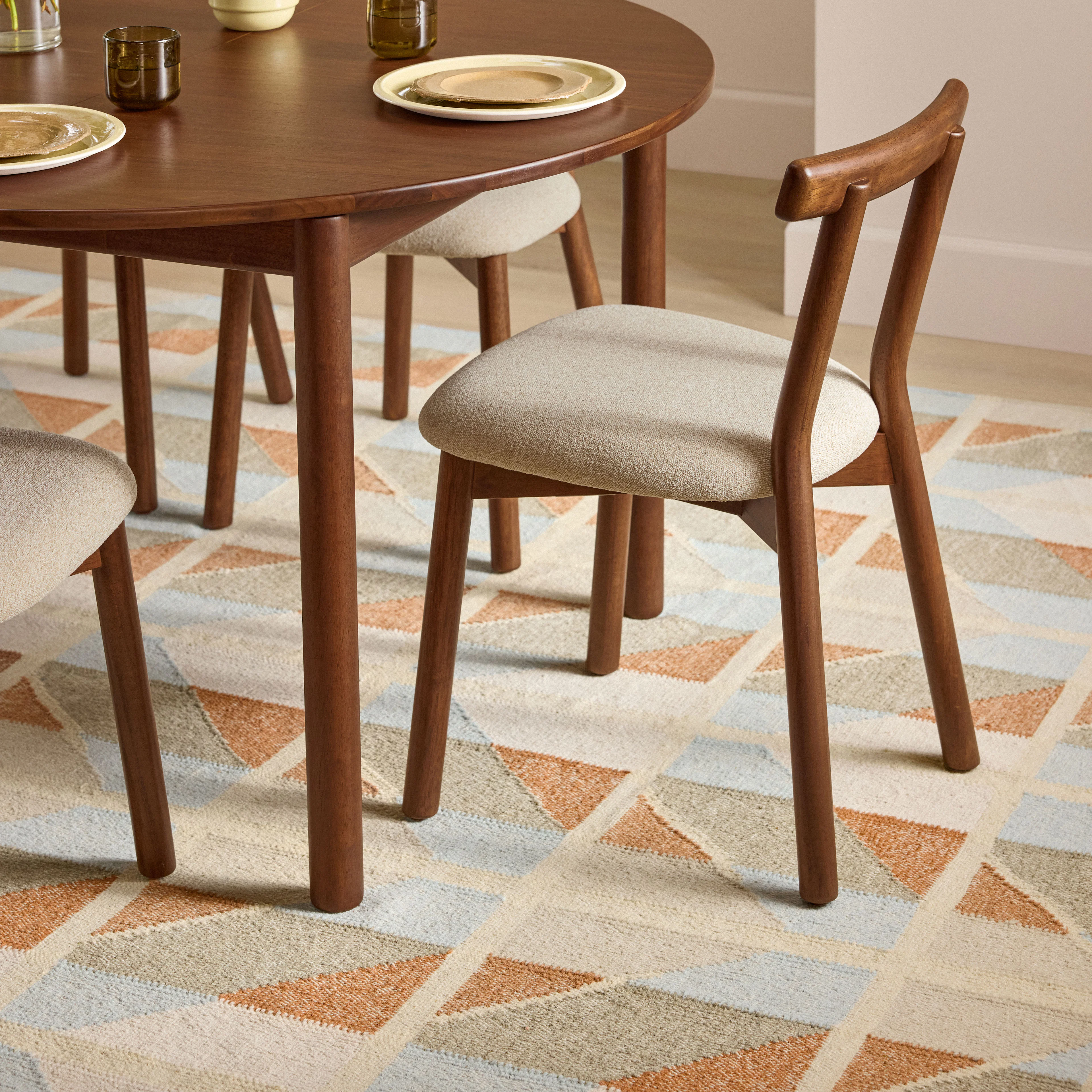 Dining Chair - Walnut And Ratine Buff