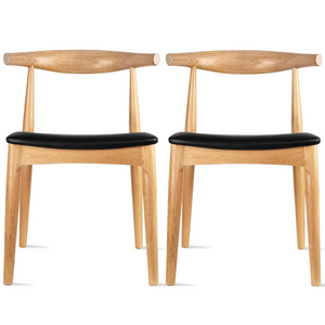 Mid-Century Modern Horn Chair with Faux Leather Cushion
