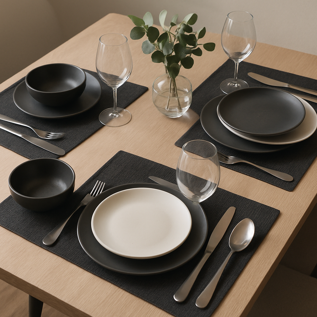 contemporary dining set with elegant tableware