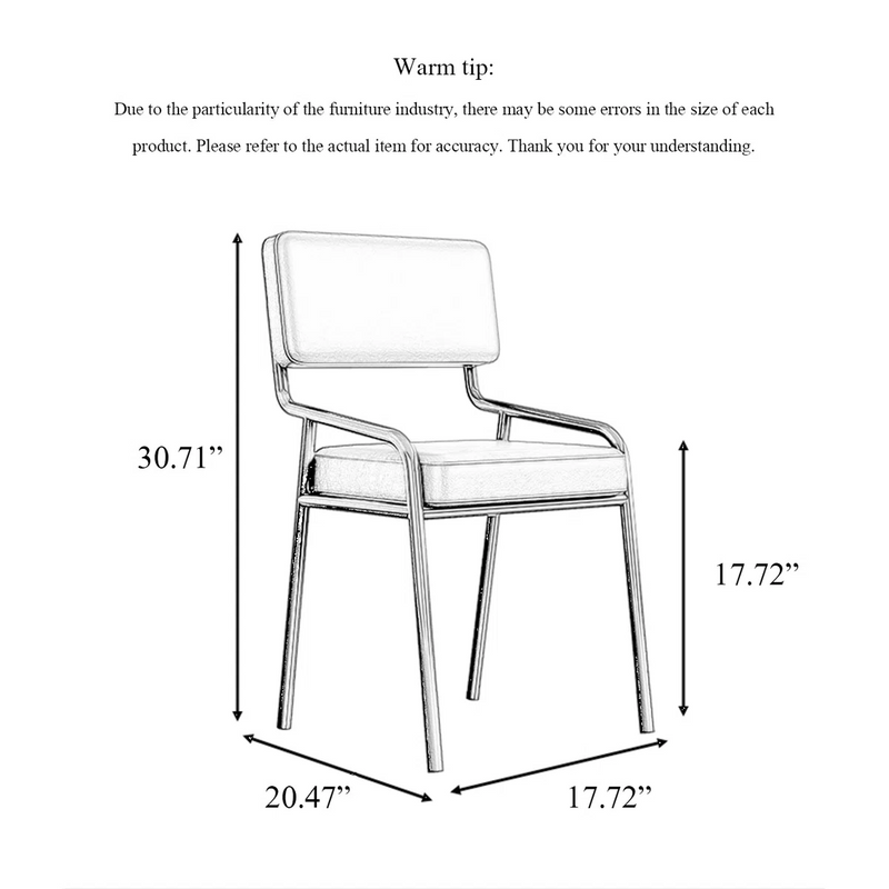 Upholstered Dining Room Wrought Iron Armchair