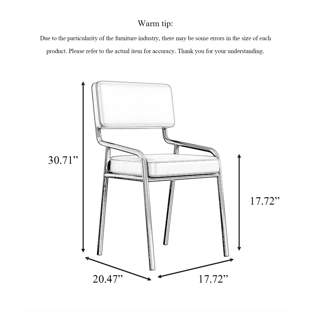 Upholstered Dining Room Wrought Iron Armchair