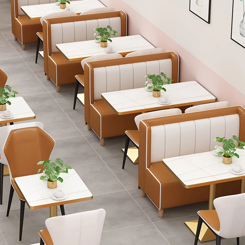Minimalist Cafe Restaurant Bench Faux Leather Loveseat