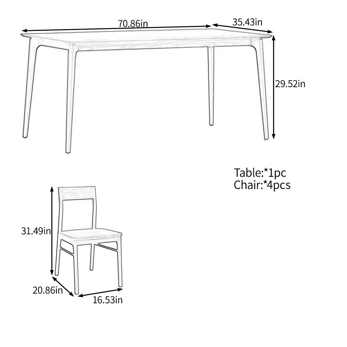 Modern Simple Solid Wood Dining Table Set6