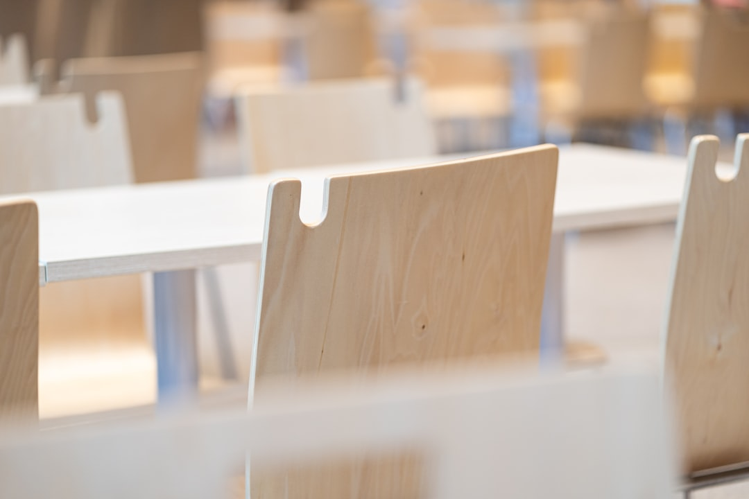 Close-up of a durable cafeteria table surface